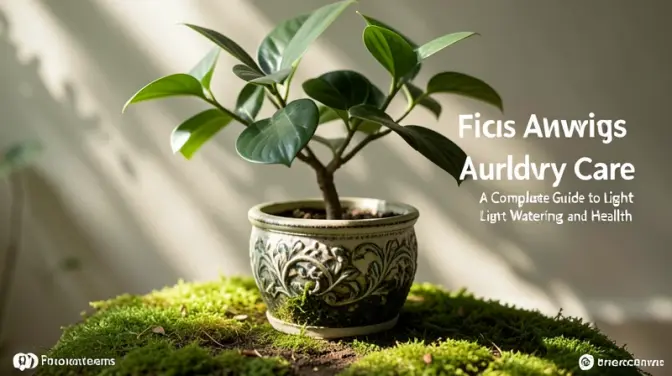 A lush Ficus Audrey glows in soft dappled sunlight