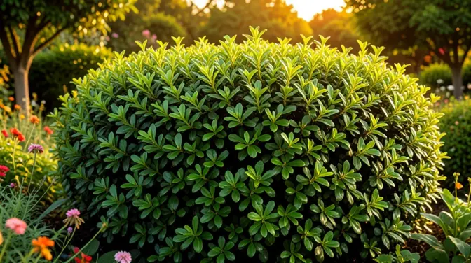 Vibrant green foliage bathed in warm golden hour light